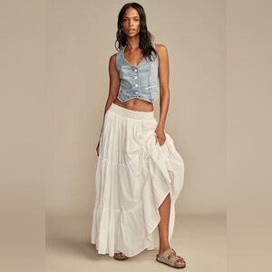 Lucky brand tiered White Maxi Skirt